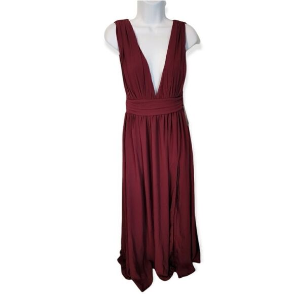Lulu's Burgundy Maxi Dress - Picture 2 of 5
